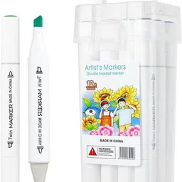 Artist Marker Set 12 Colors | Dual Tip Sketch Pens for Drawing & Coloring-image-0