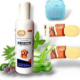Dr. Vet Simba Herbal Shampoo, Anti-Tick & Flea Dog Shampoo 200ml+2 Soap+brush. Anti-dandruff, Anti-fungal, Anti-itching, Allergy Relief, Flea and Tick Natural Dog Shampoo-image-4