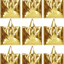 heart home Gold Shiny Shopping Re-usable Eco-Friendly Hand Bag,Large Size-Pack of 9 (Gold) Pack of 9 Grocery Bags-picture-16