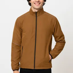BUFFARO Men's Polyester Zipper Mock Collar Windcheater Solid Men Wind Cheater-picture-10
