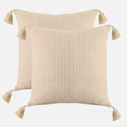 kushadri Ivory Cotton Abstract 24x24 inches Cushion Covers (Pack of 2) image 2