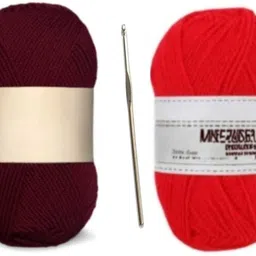 waaome Brown & Orange Wool 200gm 100×2 +1 Steel Kurusiya Art Knitting Yarn Thread(W134)-picture-10