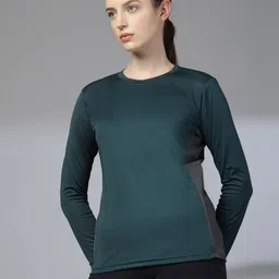 chkokko Women Solid Round Neck Polyester Green T-Shirt image 3