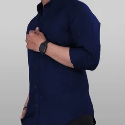 anand Men Slim Fit Solid Mandarin Collar Casual Shirt image 4