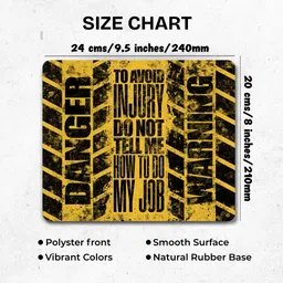 Pawsome Creations Danger Printed Mouse Pad Non Slip Base Mousepad image 4