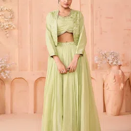 madhuram Embroidered Stitched Lehenga with Jacket-picture-12