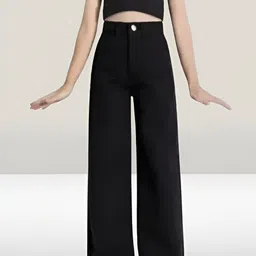 zero town Women Straight Fit Mid Rise Black Jeans image 1