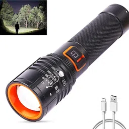 dazzel flex Rechargeable C Type USB Portable Light Long Range 1000 Meter Adjustable Focus 6 hrs Torch Emergency Light-picture-17