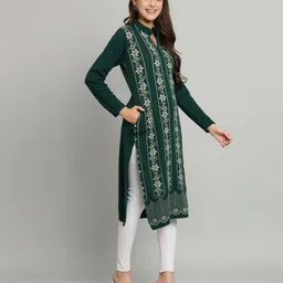 hermiston Women Self Design Wool Straight Kurta image 3