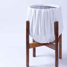 harla arts Precious Horcrux (Large) White Porcelain Floor Planters With Stand image 3