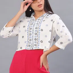 v-mart Women Boxy Fit Printed Spread Collar Casual Shirt-picture-21