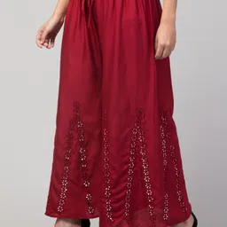 diamond ruby Women Relaxed Maroon Viscose Rayon Trousers image 2