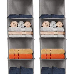 camron craft Non-Woven 4 Shelf Closet Hanging Organizer Clothes Storage Wardrobe Almirah Closet Organizer-picture-27