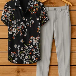 black deer Men Cotton Blend Shirt Pant Set-picture-20