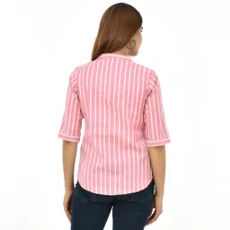 fabisho Women Regular Fit Striped Button Down Collar Casual Shirt image 2