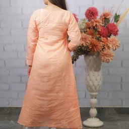 chikirpolo Women Chikan Embroidery Cotton Blend A-line Kurta image 2