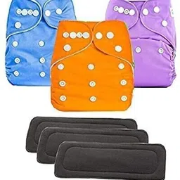 ocean count Baby's All in One Washable Reusable Adjustable Cloth Diapers with Inserts - S - M image 1