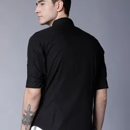 highlander Men Slim Fit Solid Spread Collar Casual Shirt image 3
