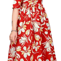gurudev fashiion Women Fit and Flare Red Knee Length Dress-picture-35