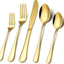 openzest Premium Gold Stainless Steel Spoon Set for Elegant Dining – Set of 1 (5Pcs) Stainless Steel Cutlery Set-picture-14