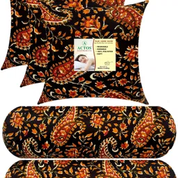 actos Combo Set Of 3 Cushion And 2 Microfibre Floral Bolster Pack of 5-picture-16