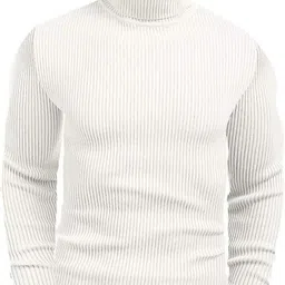 farlucci Men Striped High Neck White Sweater image 1