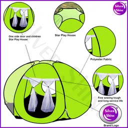 silver shine Foldable delightful patterns Popup Kids Play Tent House for Multi Purpose image 2