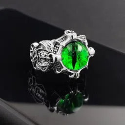 diivine hindu Stainless Steel Cat's Eye Silver Plated Ring image 4