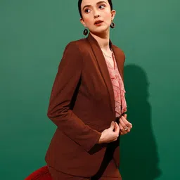 Women Solid Double Breasted Casual Blazer-image-99