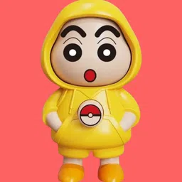 yaykid Shinchan Funny Desk Collectible Cartoon Expression Change Cute Yellow Hoodie Toy-picture-10