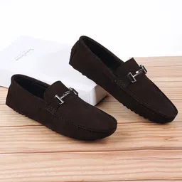Brown Suede Leather Casual Loafers for Men (ITSUD) Size 7 Loafers For Men-image-13