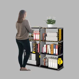 imperial fur 12 Layer Portable Book Shelf Rack | Space-Saving Book Stand for Home & Office Metal Open Book Shelf image 4
