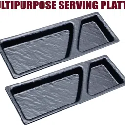 zido 2 Piece Starter Platter for Snacks Like Momos, Spring Roll, Chili Potato etc Sizzler Tray image 2