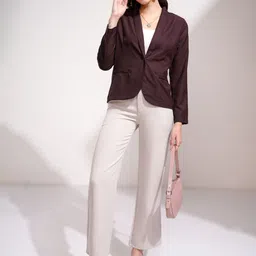 tokyo talkies Women Solid Single Breasted Party Blazer image 3