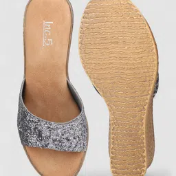 inc.5 Women Party Wear Solid Round Toe Wedges Heel Mules Wedges Sandal image 5