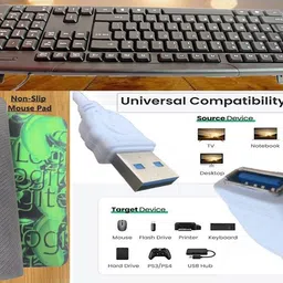 ANJO KeyboardLEDMouse-Pad-Hub-3n1Cleanr-OTG2n1-Ext-LED-Skin-14.6iScrn&KeyGuard&Sleeve Combo Set Designed for Gaming image 2