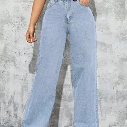 gmd trends Women Straight Fit High Rise Light Blue Jeans-picture-22