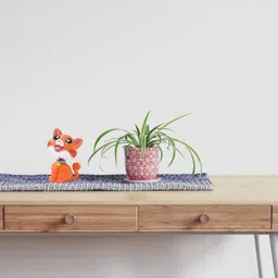 augen Cute Cat Orange Bobblehead for Car Dashboard, Office Desk & Study Table image 2