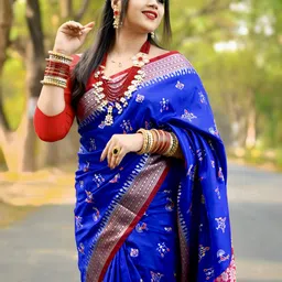 eefa fashion Embroidered Banarasi Satin Saree image 3