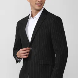 peter england Men Striped Single Breasted Formal Blazer image 4