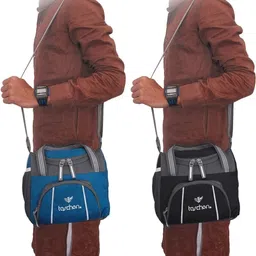 taschen All Age Combo Offer Lunch Bags Branded Trendy Premium Quality Carry on School Office & Picnic (Sky Blue+Black 3014+3013) Waterproof Lunch Bag image 3