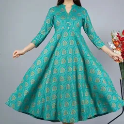 Self Design Rayon Blend Stitched Anarkali Gown-image-12