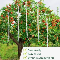 lellow Double Sided Bird Scare Tape, Length-100 M, Width-2.4 CM, Silver Reflection Holographic (Manual) image 2