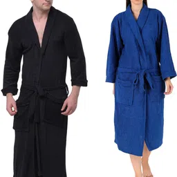 comfortlooms Black, Royal Blue Free Size Bath Robe-picture-15