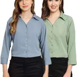 funday fashion Women Regular Fit Solid Spread Collar Casual Shirt-picture-25