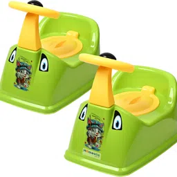 Plastic Steering Design Baby Potty Toilet Training Seat|Pack of 2|Green & Yellow Potty Seat-image-3