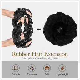 ifkart India Fashion kart Artifical Women's Black Bun 35gm extensions Hair Extension image 3