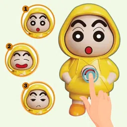 yaykid Funny Shinchan Expression Change Cartoon Desk Collectible Yellow Hoodie Toy-picture-19