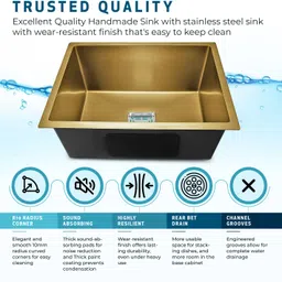messina Handmade Kitchen Sink Sound Proof Single Bowl With Stainless Steel (24"x18"x10") Vessel Sink image 4