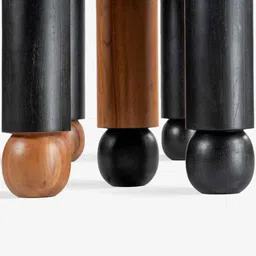 orange tree Noto Marble Top Dining Table In Black Wire Brush & New Teak Finish image 5